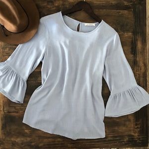 Ces Femme Womens Longsleeve Light-Blue Top NWOT